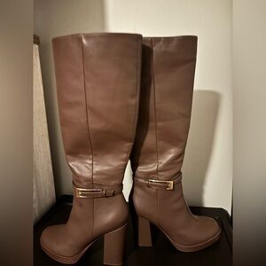 Elegant Brown Leather Knee-High Boots